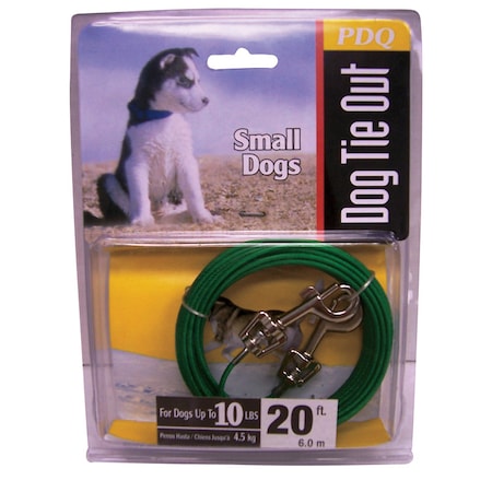 Pdq PDQ Green / Silver Vinyl Coated Cable Dog Tie Out Small Q222000099